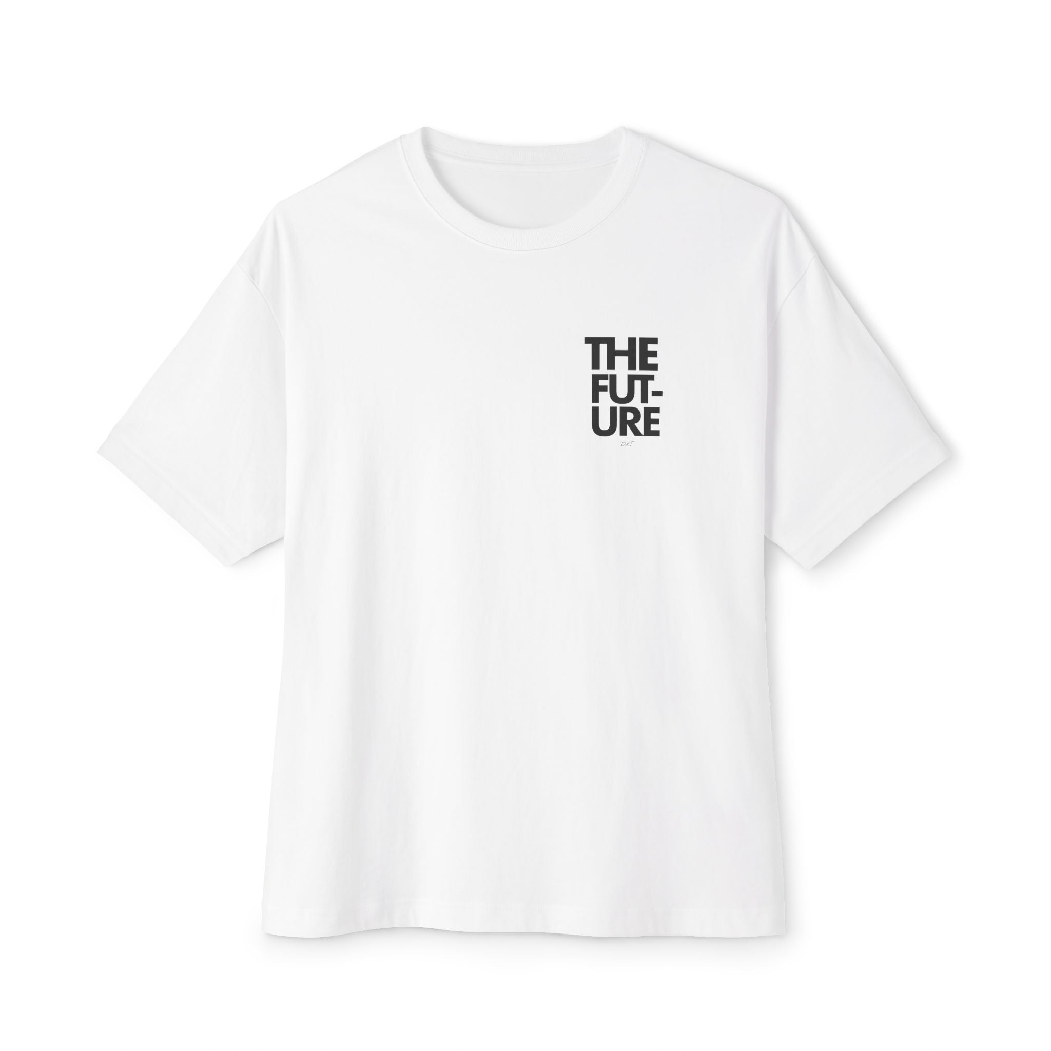 The Future Minimalist Tee — 'THE FUT-URE' Chest Logo Oversized Boxy T-Shirt