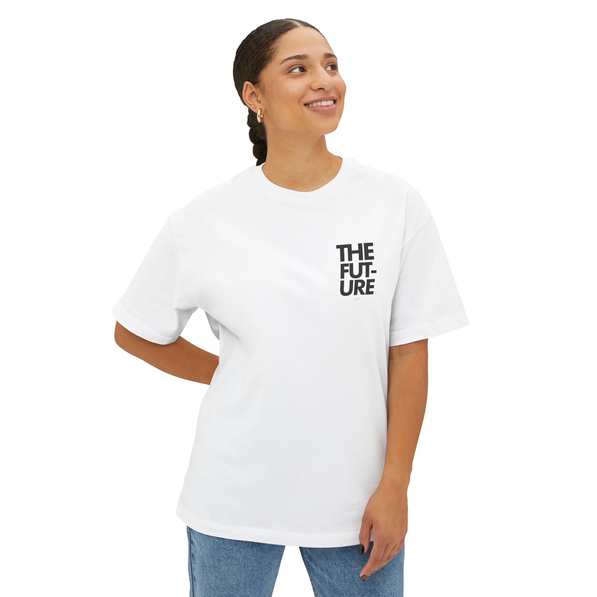 The Future Minimalist Tee — 'THE FUT-URE' Chest Logo Oversized Boxy T-Shirt